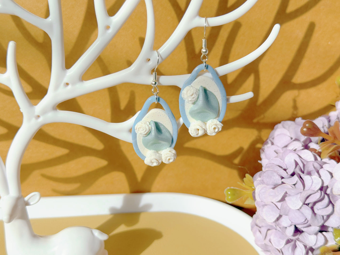 S925 Sterling Silver Hand-sculpted Earrings - Floral Relief (Classic B02)