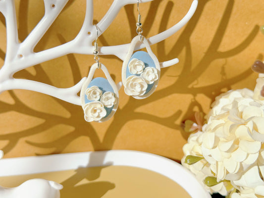S925 Sterling Silver Hand-sculpted Earrings - Floral Relief (Classic B03)