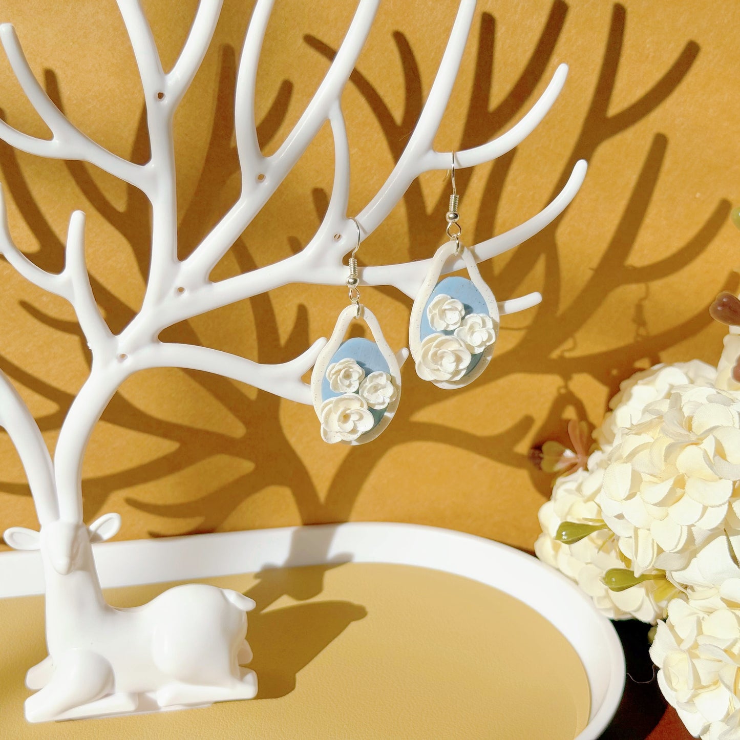 S925 Sterling Silver Hand-sculpted Earrings - Floral Relief (Classic B03)