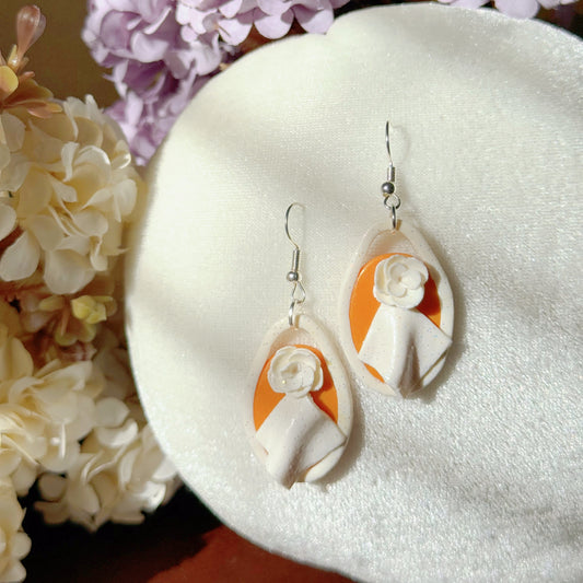 S925 Sterling Silver Hand-sculpted Earrings - Floral Relief (Classic O01)