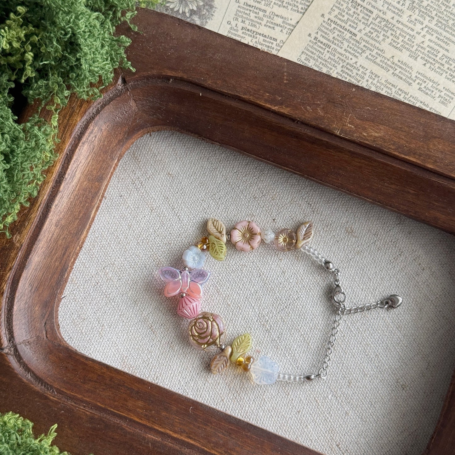 Butterfly Reverie · Faded Rose | Czech Glass Vintage Style Bracelet