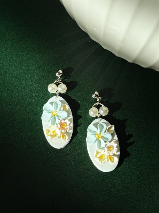S925 Sterling Silver Hand-sculpted Earrings - Spring Bloom