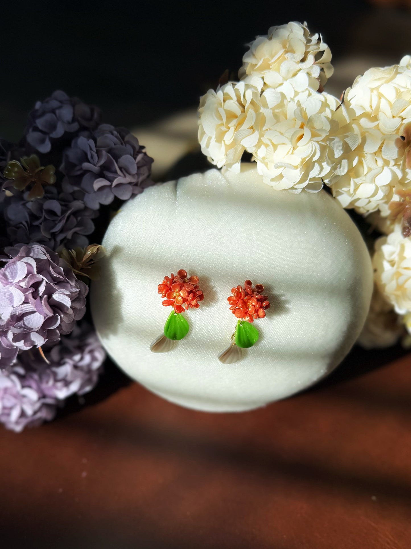 14K Gold-filled Hand-Sculpted Floral Earrings - Golden Osmanthus