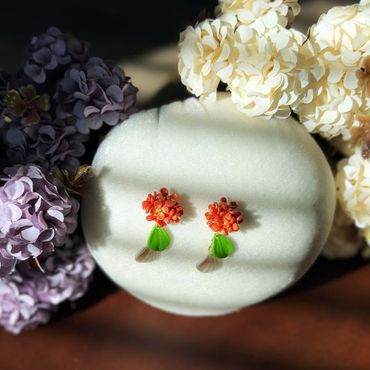 14K Gold-filled Hand-Sculpted Floral Earrings - Golden Osmanthus