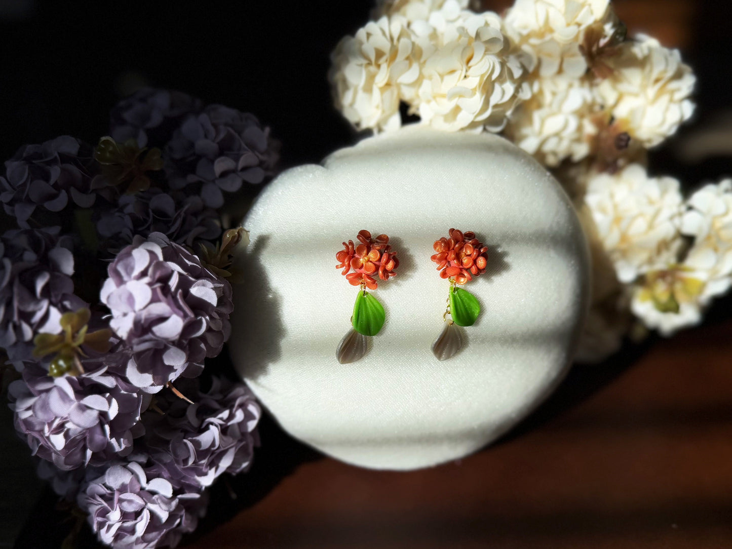 14K Gold-filled Hand-Sculpted Floral Earrings - Golden Osmanthus