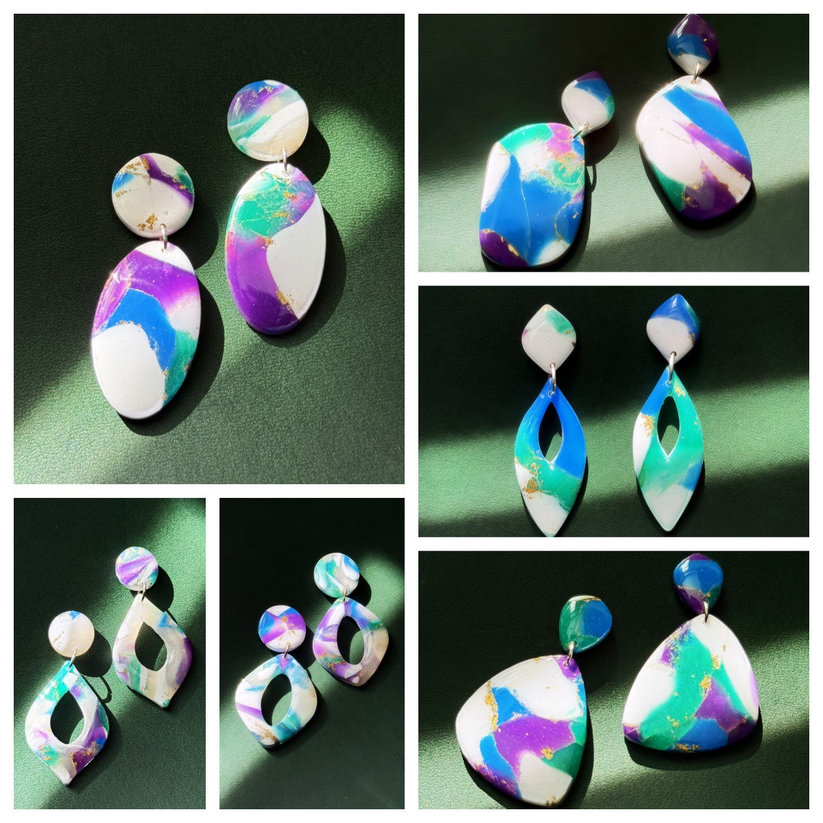 Marble Effect Earrings - Aurora