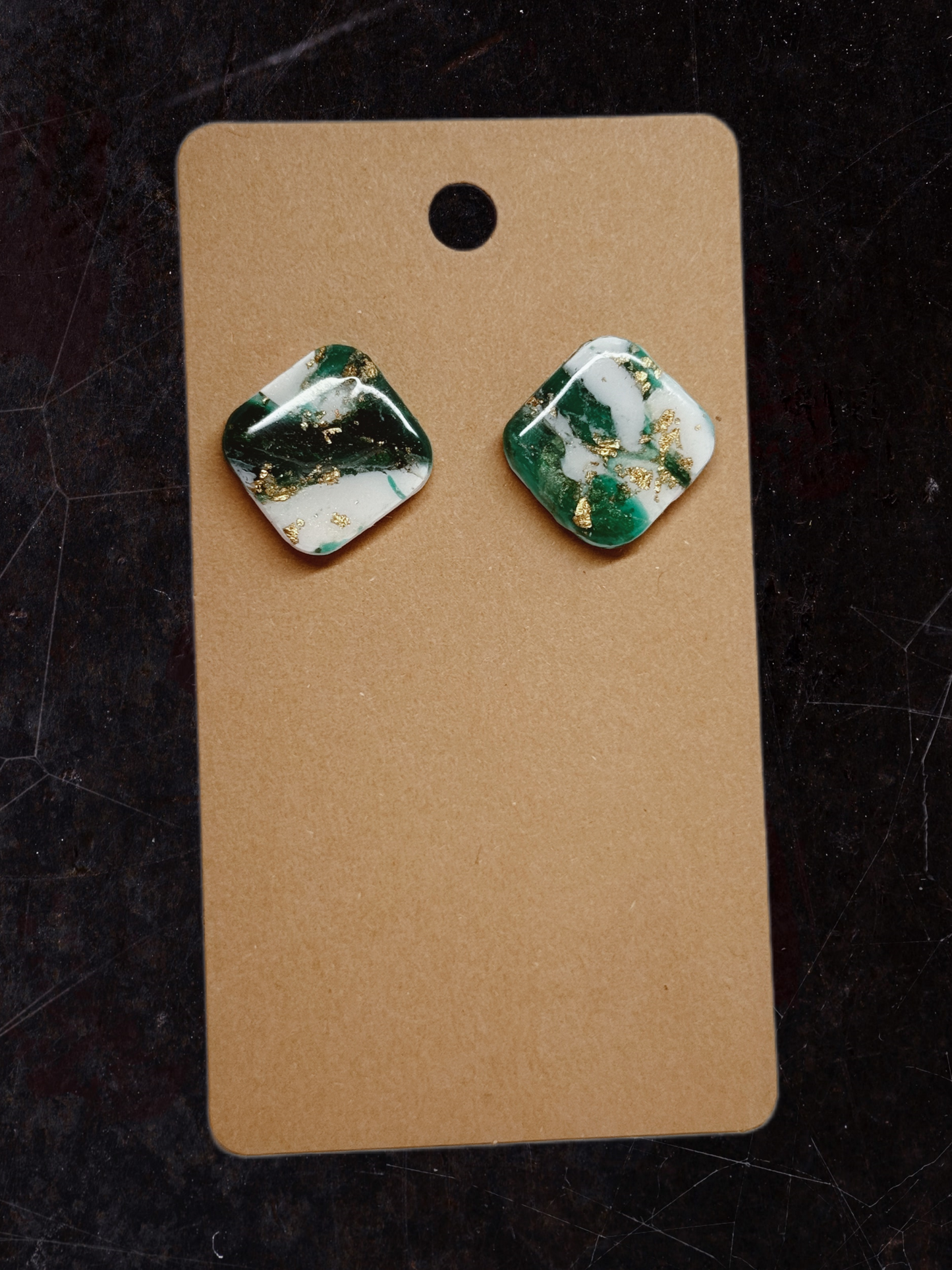 Marble Effect Earrings - Emerald Forest