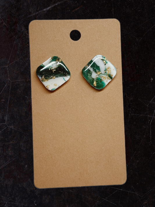 Marble Effect Earrings - Emerald Forest