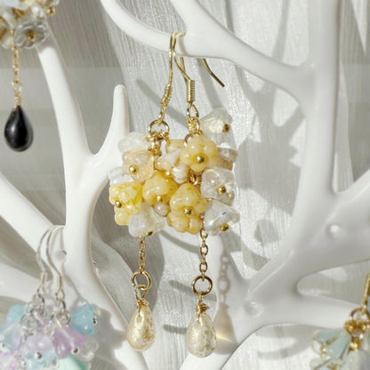 Czech Glass Flower Cluster Dangle Earrings