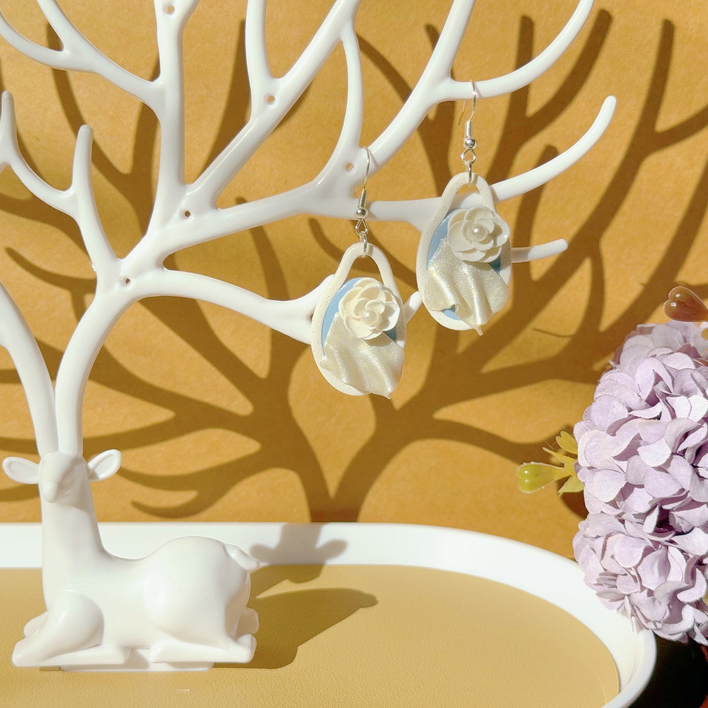 S925 Sterling Silver Hand-sculpted Earrings - Floral Relief (Classic B01)