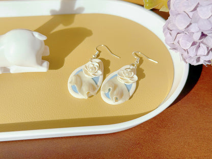 S925 Sterling Silver Hand-sculpted Earrings - Floral Relief (Classic B01)