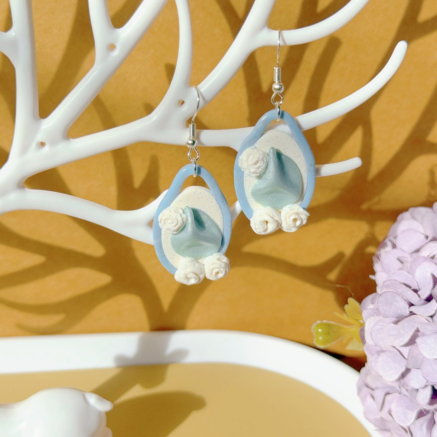 S925 Sterling Silver Hand-sculpted Earrings - Floral Relief (Classic B02)