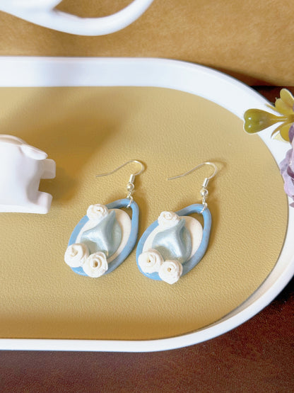 S925 Sterling Silver Hand-sculpted Earrings - Floral Relief (Classic B02)