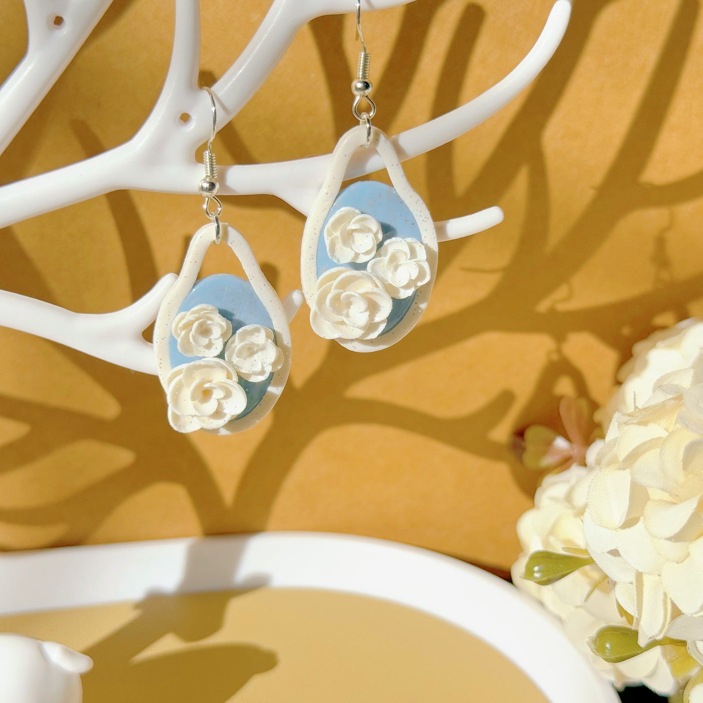 S925 Sterling Silver Hand-sculpted Earrings - Floral Relief (Classic B03)