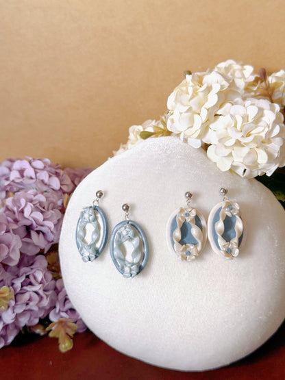 S925 Sterling Silver Hand-sculpted Earrings - Floral Relief (Classic B04)