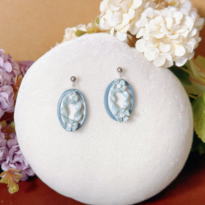 S925 Sterling Silver Hand-sculpted Earrings - Floral Relief (Classic B04)