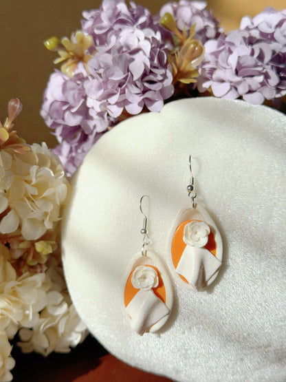 S925 Sterling Silver Hand-sculpted Earrings - Floral Relief (Classic O01)