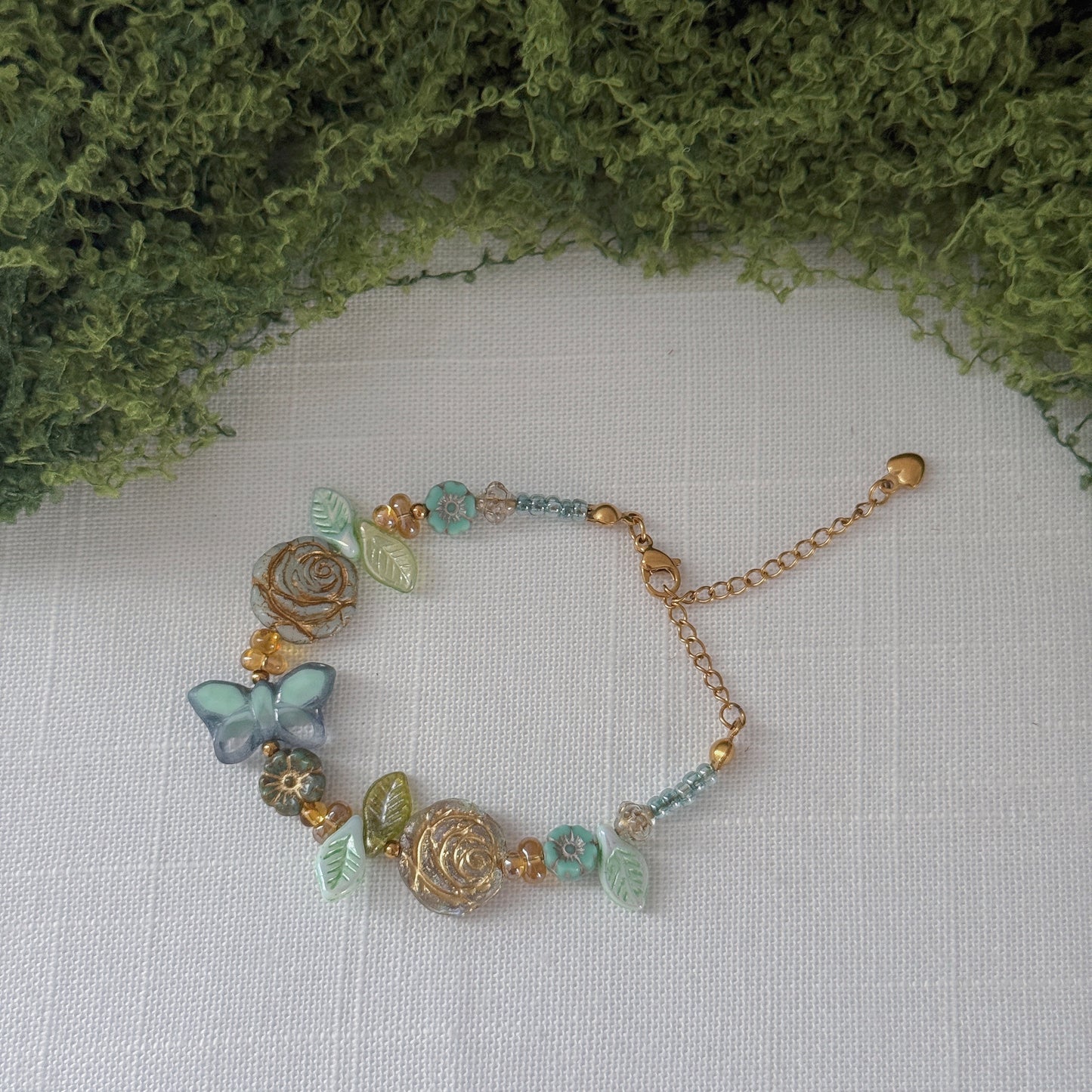 Butterfly Reverie · Light Blue Czech Glass Vintage  Style Bracelets
