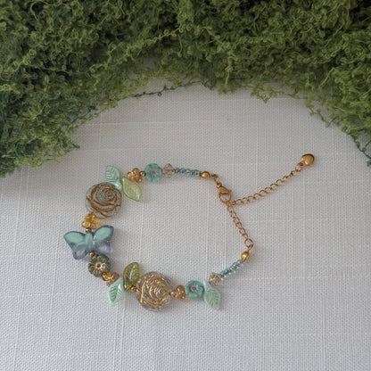 Butterfly Reverie · Light Blue Czech Glass Vintage  Style Bracelets