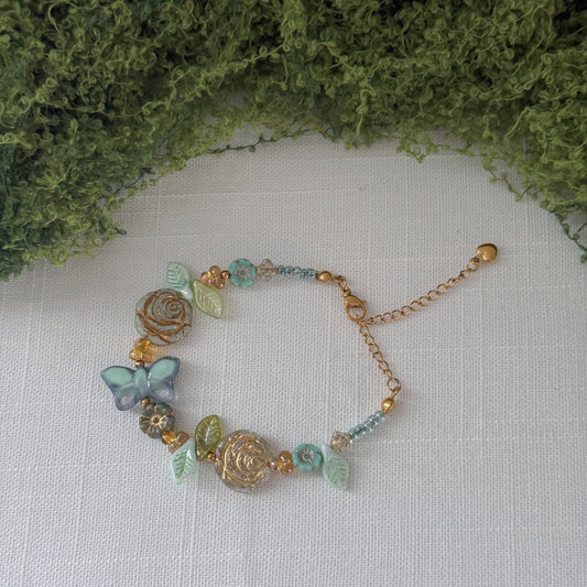 Butterfly Reverie · Light Blue Czech Glass Vintage  Style Bracelets
