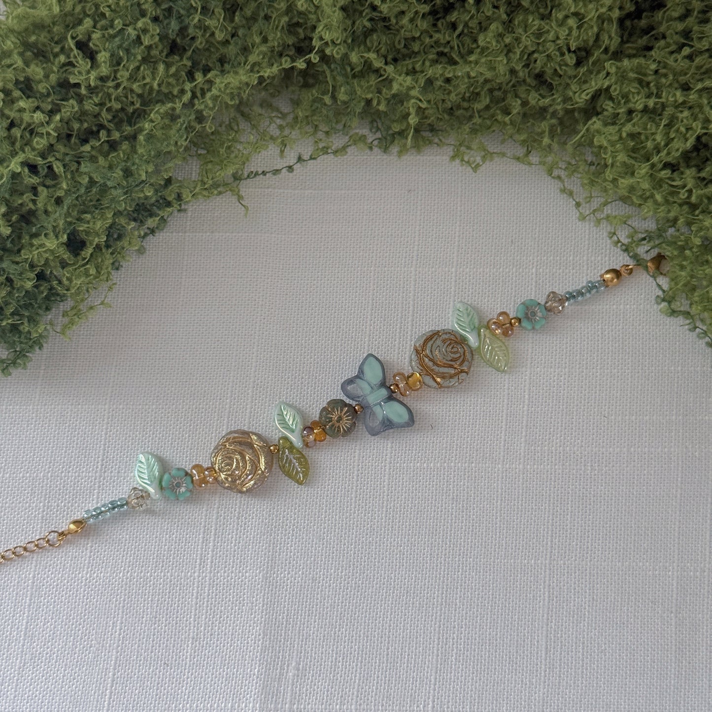 Butterfly Reverie · Light Blue Czech Glass Vintage  Style Bracelets