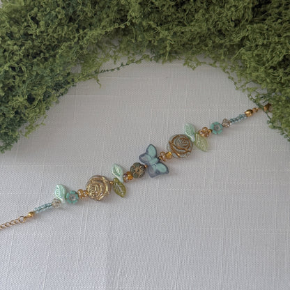 Butterfly Reverie · Light Blue Czech Glass Vintage  Style Bracelets