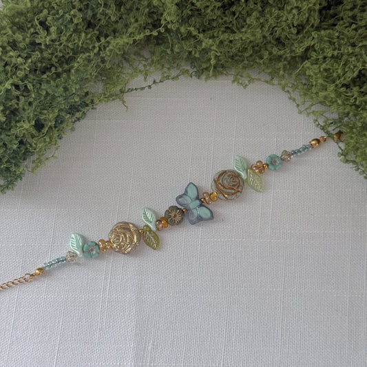 Butterfly Reverie · Light Blue Czech Glass Vintage  Style Bracelets