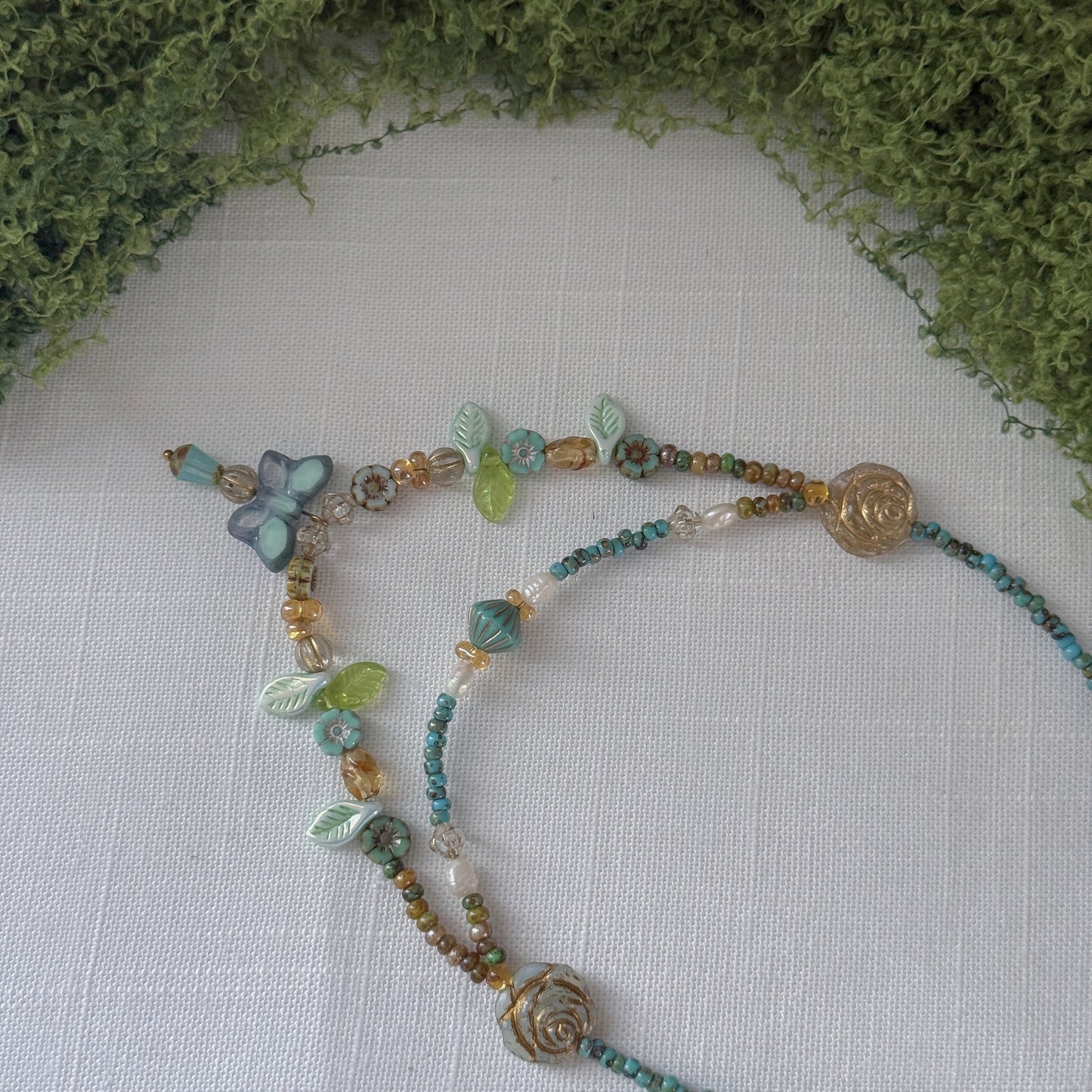 Butterfly Reverie · Light Blue Czech Glass Vintage  Style Necklace