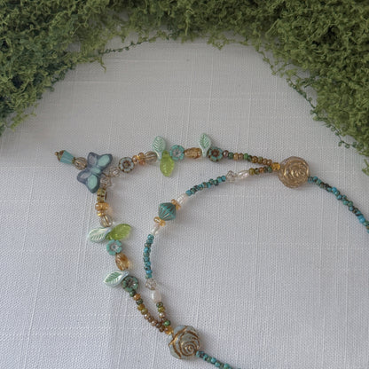 Butterfly Reverie · Light Blue Czech Glass Vintage  Style Necklace