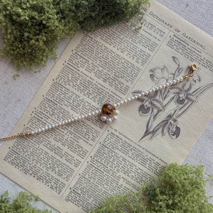 Woodland Glow · Freshwater pearl & Tiger's Eye Bracelet