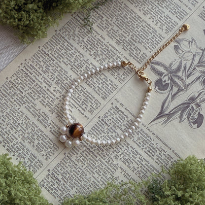 Woodland Glow · Freshwater pearl & Tiger's Eye Bracelet