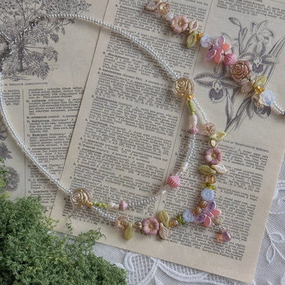 Butterfly Reverie · Faded Rose | Czech Glass Vintage  Style Necklace
