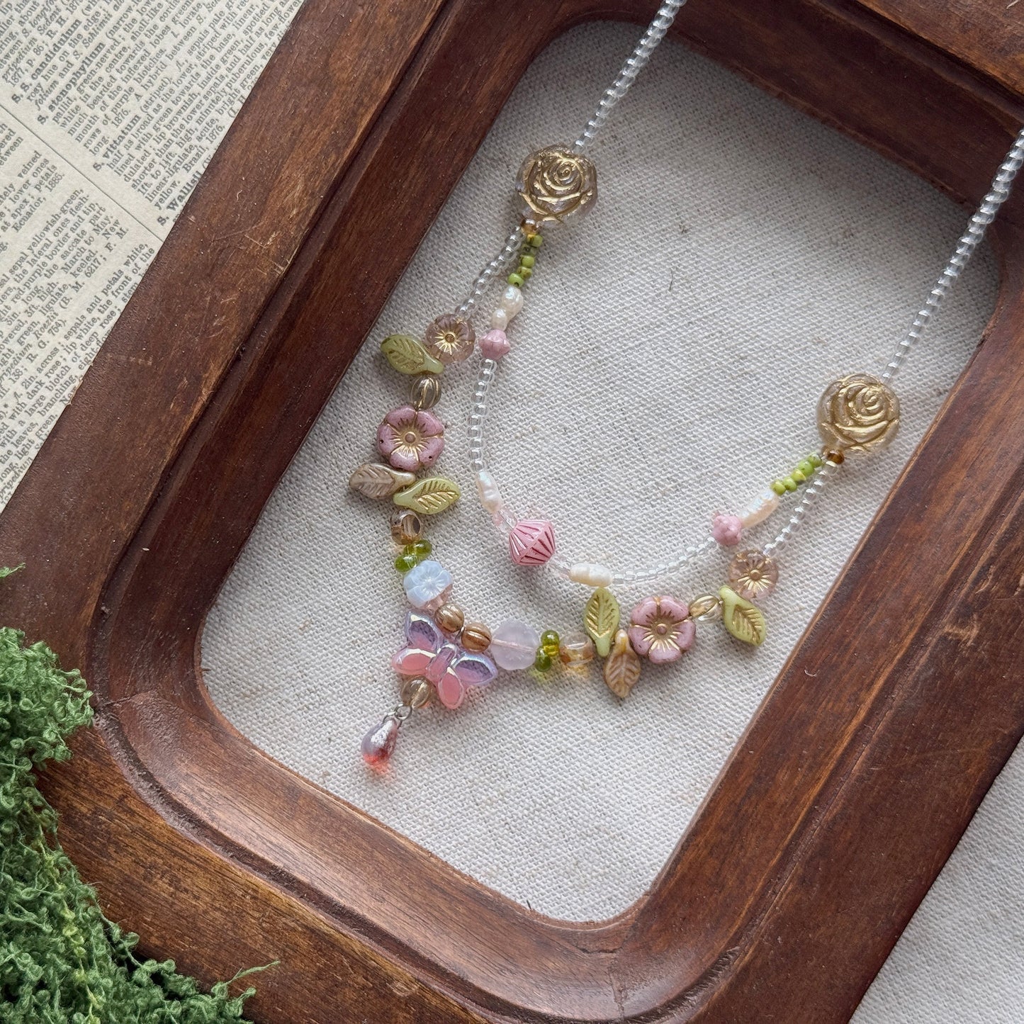 Butterfly Reverie · Faded Rose | Czech Glass Vintage  Style Necklace