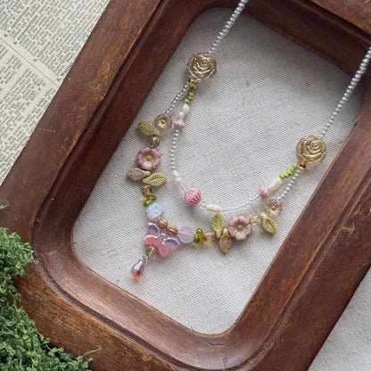 Butterfly Reverie · Faded Rose | Czech Glass Vintage  Style Necklace