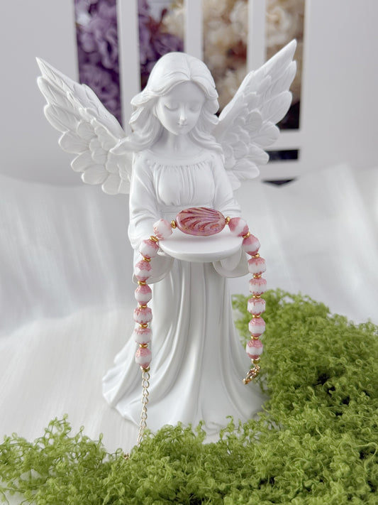 Pink Czech Glass Statement Beaded Bracelet