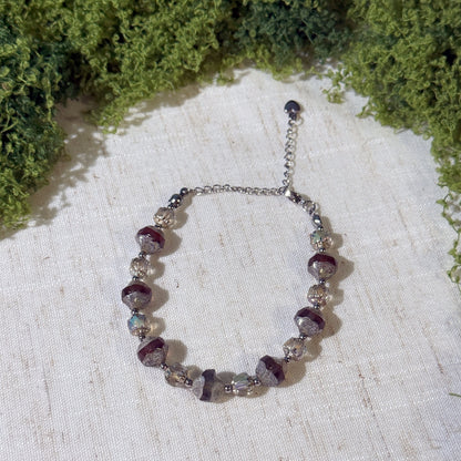 Vintage-style bracelet with silver tone.