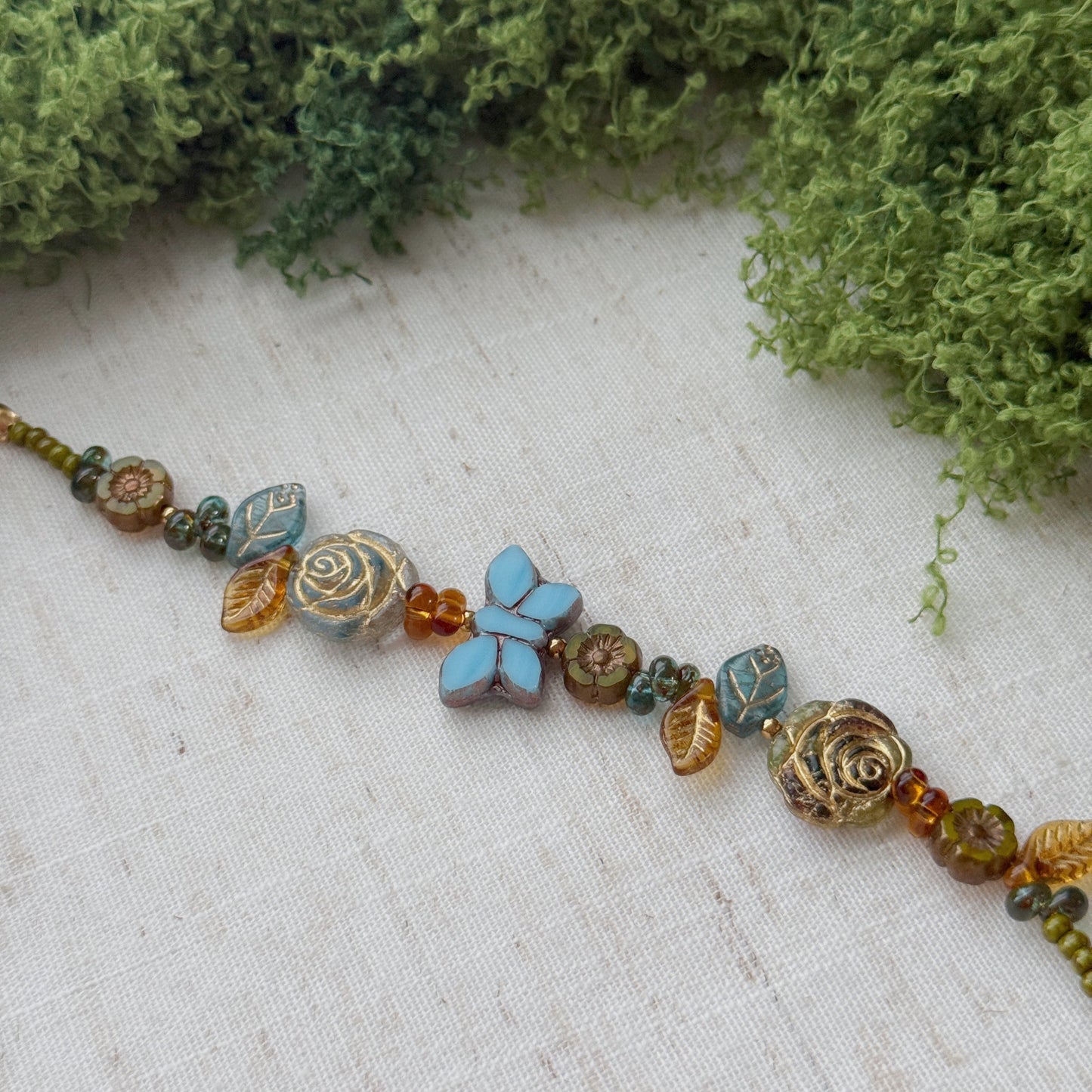 Butterfly Reverie · blue Czech Glass Vintage  Style Bracelets