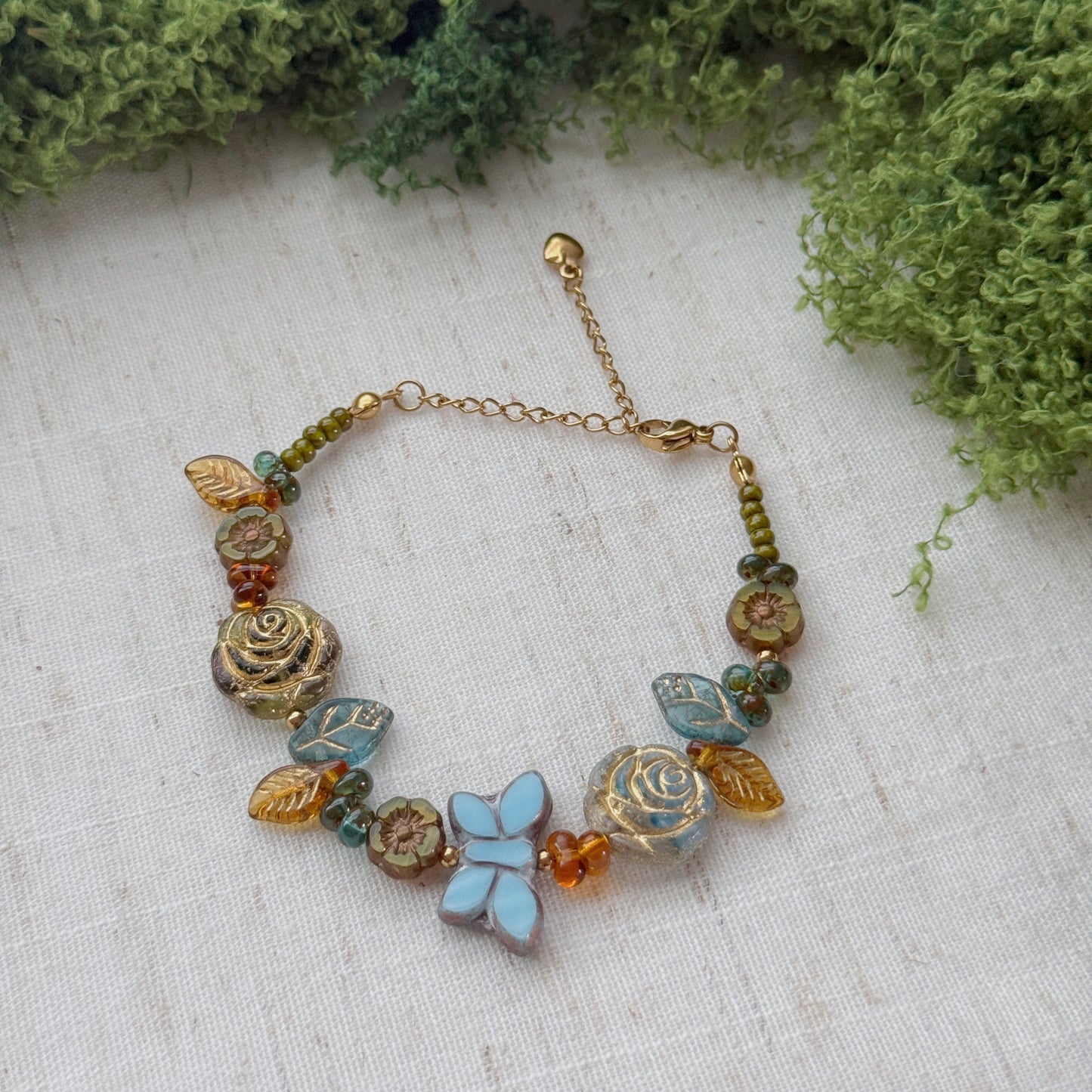 Butterfly Reverie · blue Czech Glass Vintage  Style Bracelets