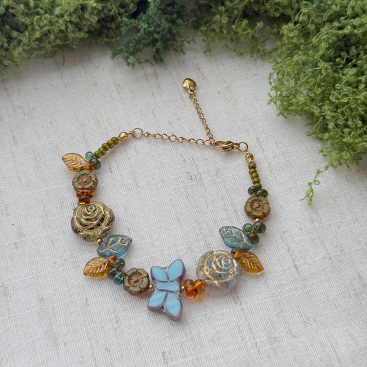 Butterfly Reverie · blue Czech Glass Vintage  Style Bracelets