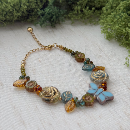 Butterfly Reverie · blue Czech Glass Vintage  Style Bracelets