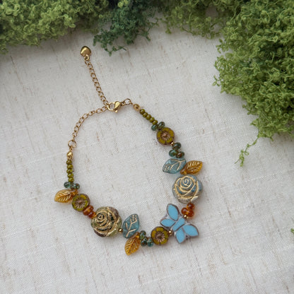 Butterfly Reverie · blue Czech Glass Vintage  Style Bracelets