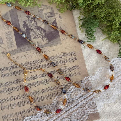 Faded Memories  · Vintage Style Czech Glass Necklace & Bracelet