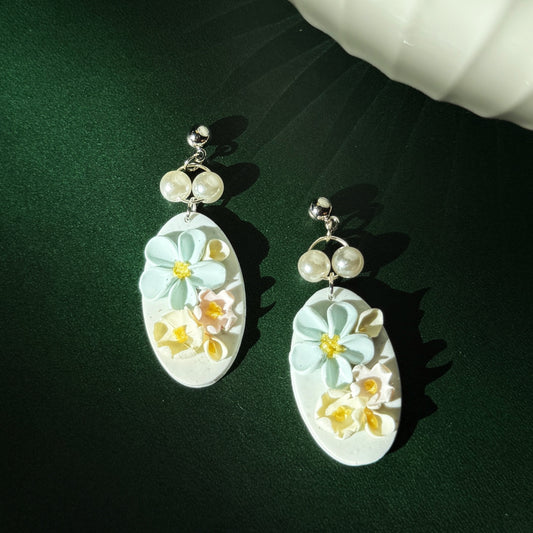 S925 Sterling Silver Hand-sculpted Earrings - Spring Bloom