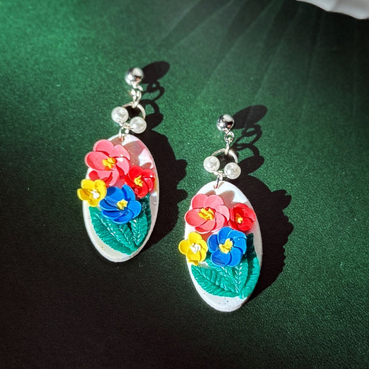 S925 Sterling Sliver Hand-sculpted Earrings - Vivid Garden