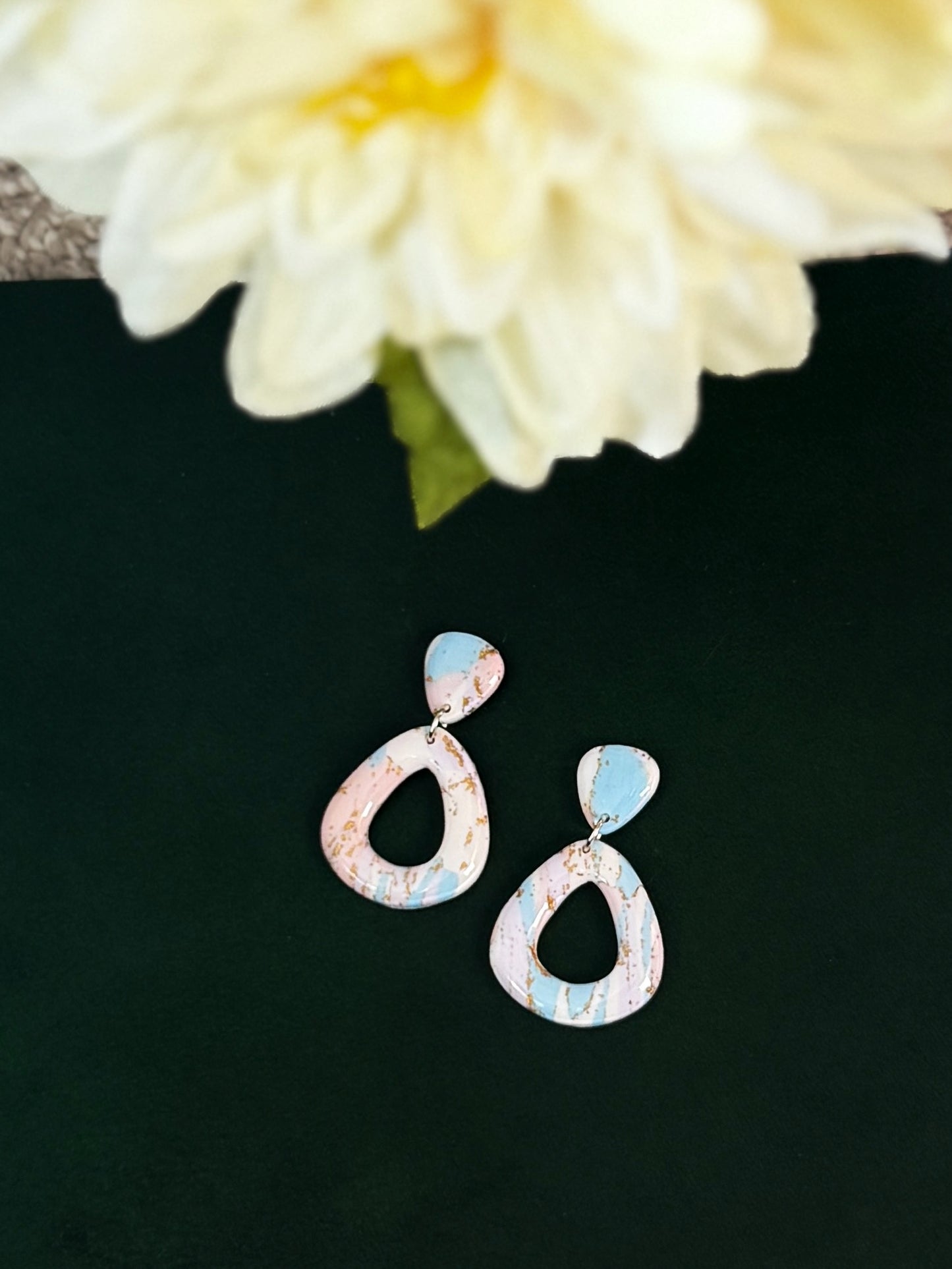 Marble Effect Earrings - Blush Cloud