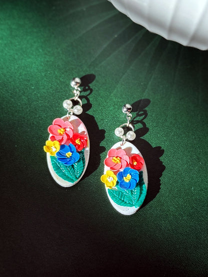 S925 Sterling Sliver Hand-sculpted Earrings - Vivid Garden