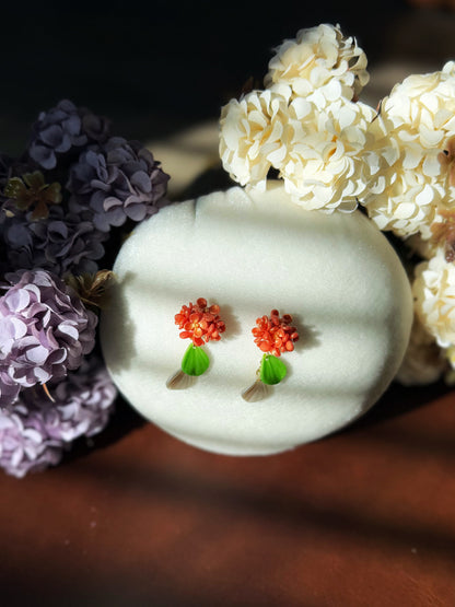 14K Gold-filled Hand-Sculpted Floral Earrings - Golden Osmanthus