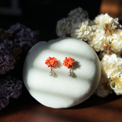 14K Gold-filled Hand-Sculpted Floral Earrings - Golden Osmanthus