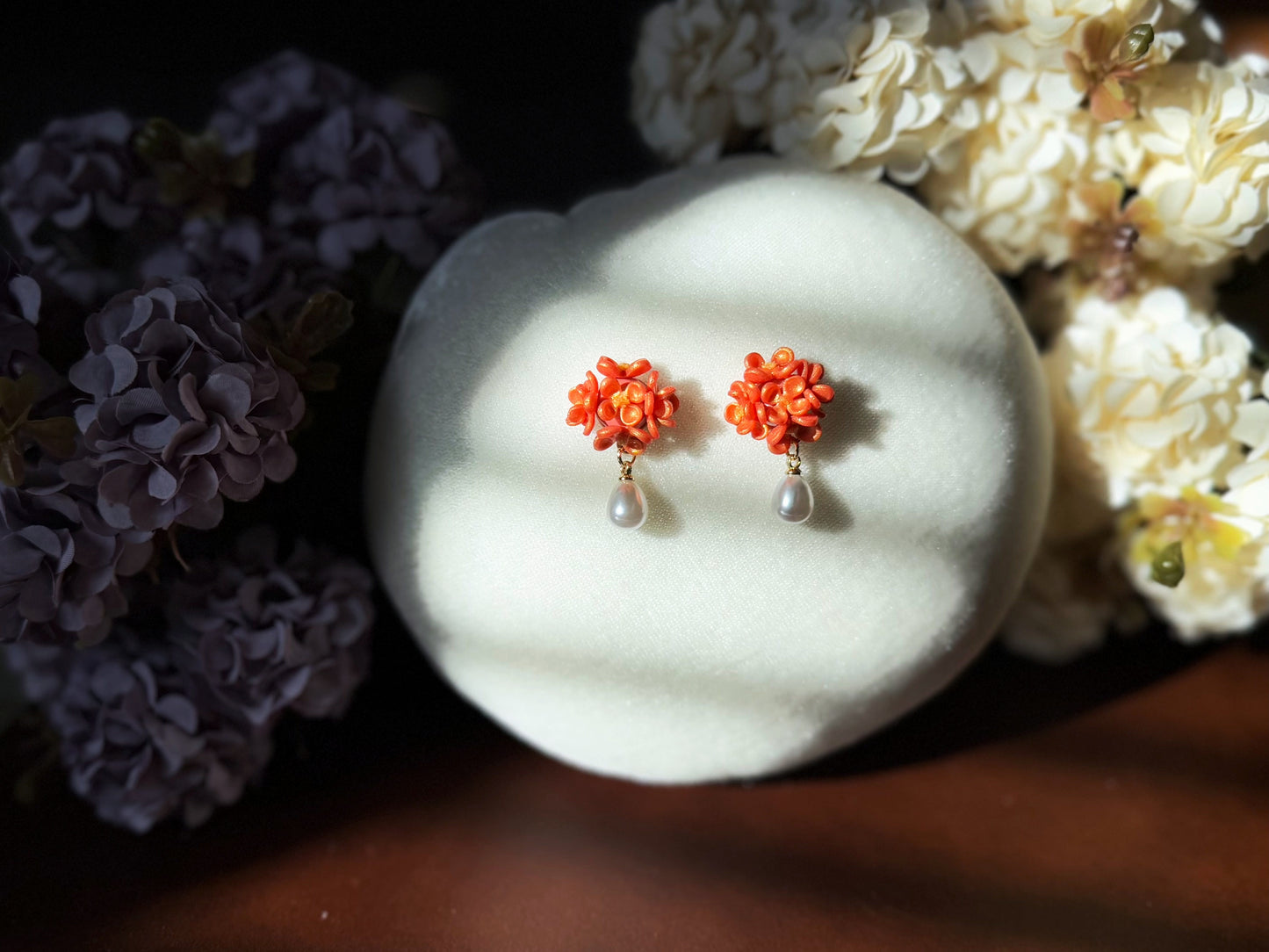 14K Gold-filled Hand-Sculpted Floral Earrings - Golden Osmanthus