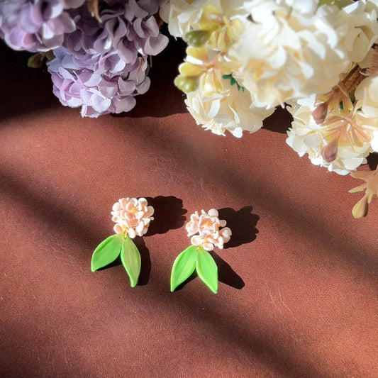14K Gold-filled Hand-sculpted Floral Earrings - Hydrangea Blossom